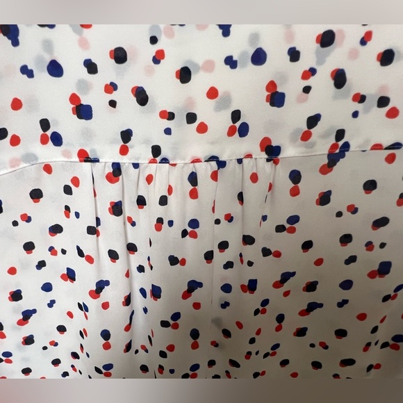 LANDS’END BANDED COLLAR BUTTON FRONT RED WHITE & BLUE TOP  -  SIZE 10 - Picture 6 of 6